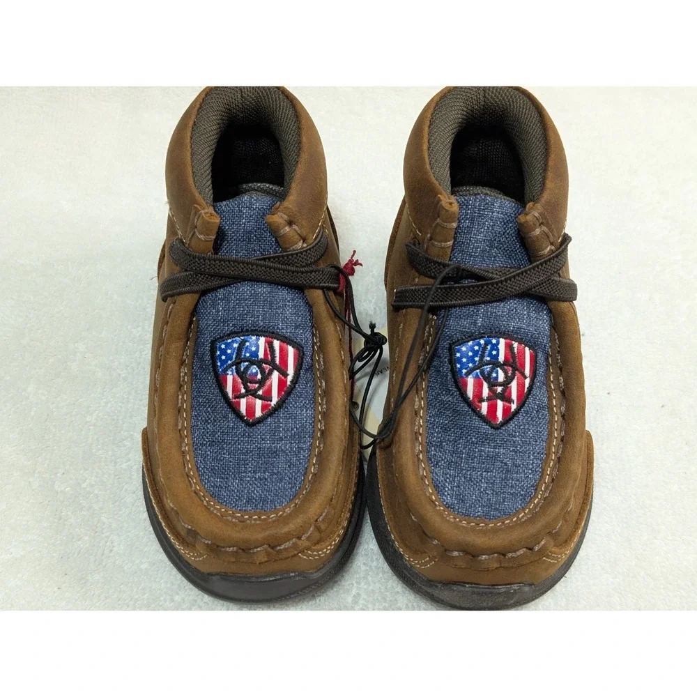 Ariat Toddler size 4, Boy's Lil Stomper USA Brown leather Shoes , A443001602-04